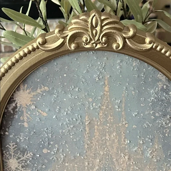 NEW! Royal Castle Carriage & Reindeer Gold Framed Winter Wonderland Wall Art - Picture 4 of 10